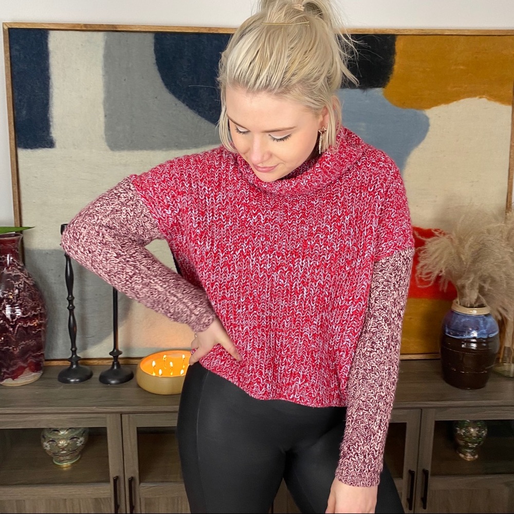 Only Color Block Turtle Neck Sweater Cropped - image 5